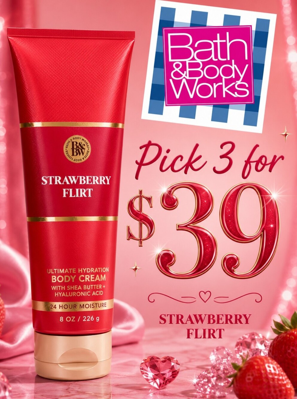 Bath & Body Works Luxury Collection Strawberry Flirt Ultimate Hydration Cream